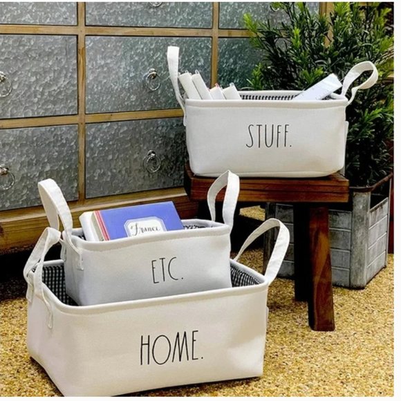 rae dunn cream/ off white laundry storage organization basket bin sorter nwot - Picture 8 of 9